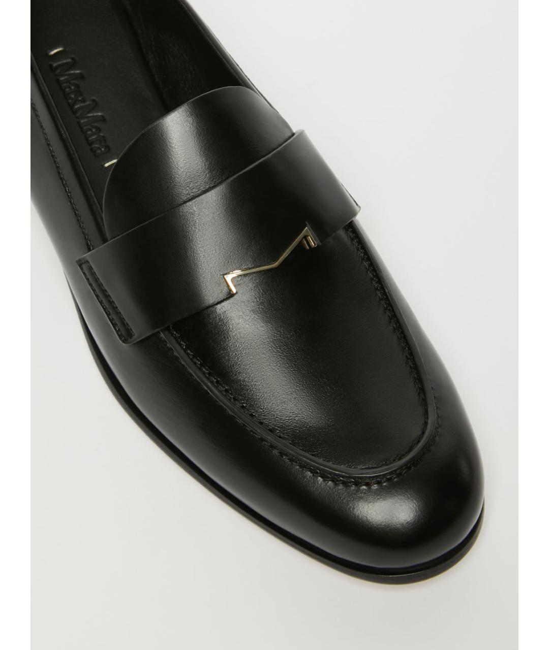 MAX MARA Черные кожаные лоферы, фото 2