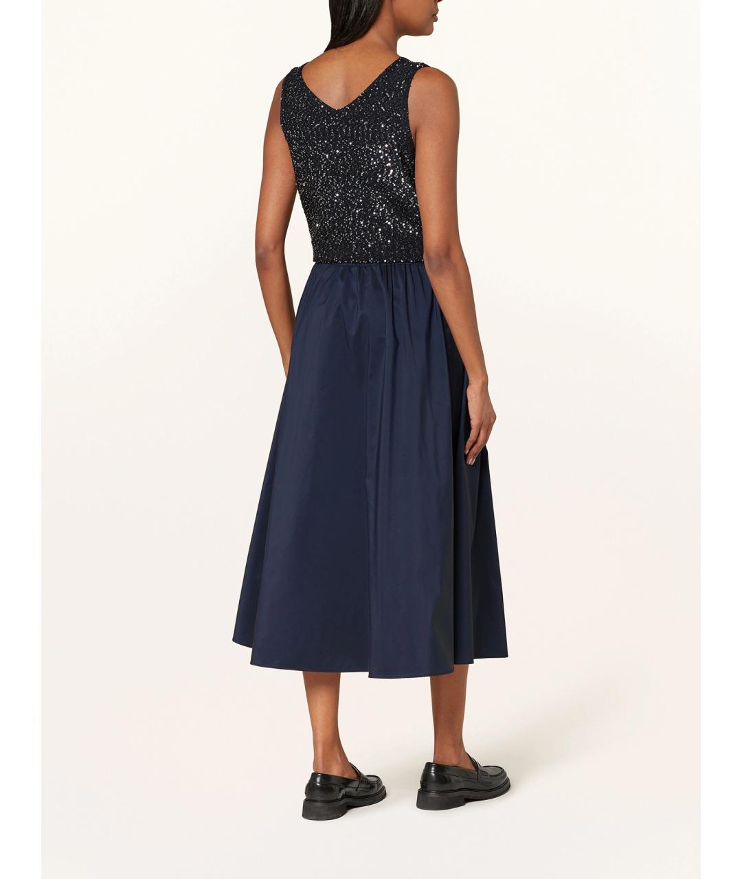 WEEKEND MAX MARA Темно-синяя полиэстеровая юбка миди, фото 4