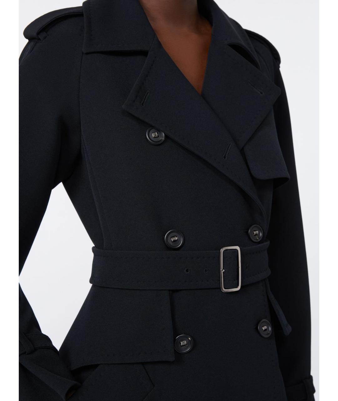 MAX MARA Черный полиэстеровый тренч/плащ, фото 5