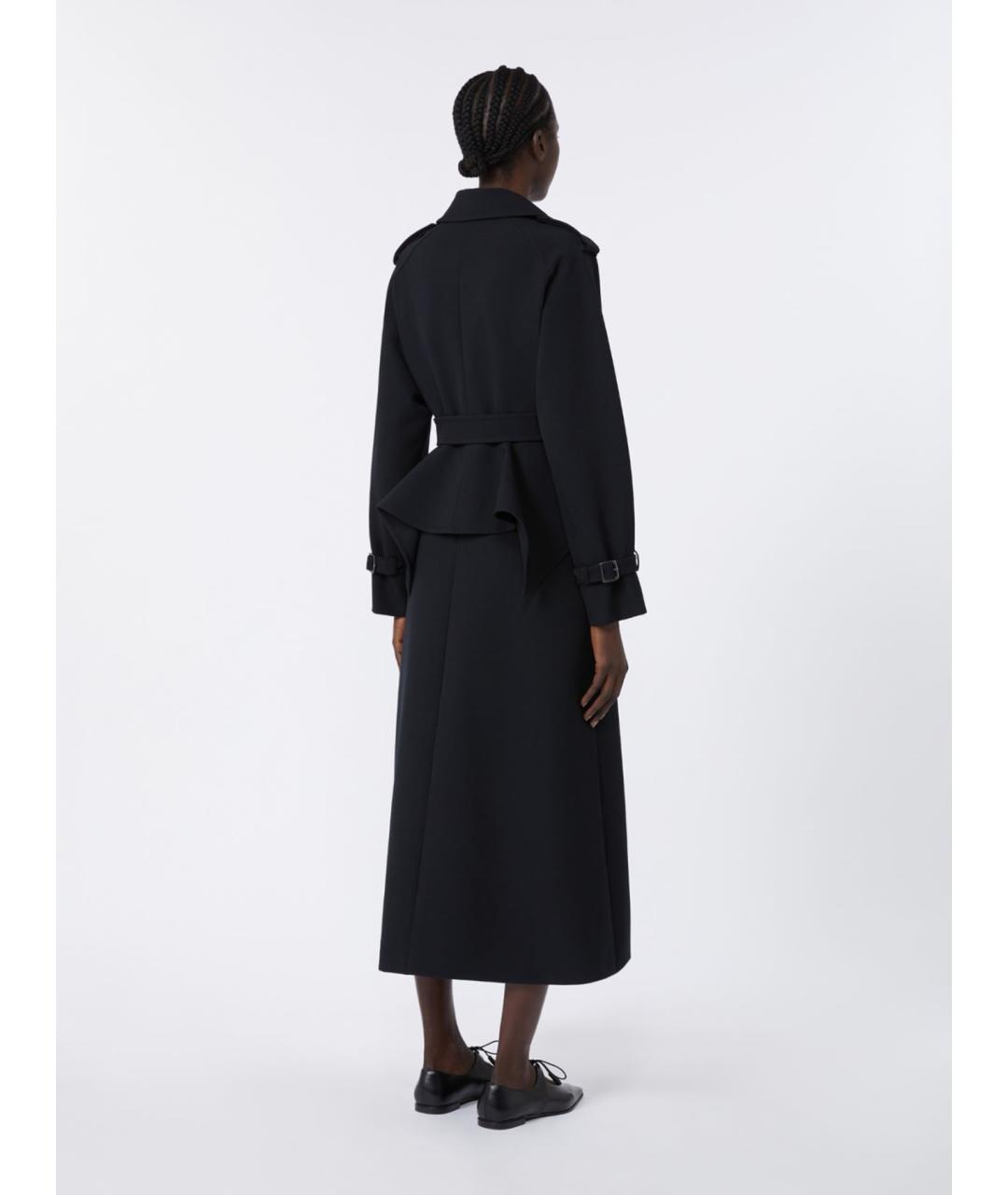 MAX MARA Черный полиэстеровый тренч/плащ, фото 4