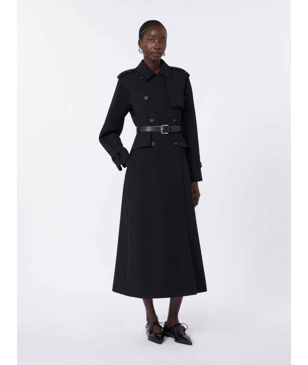MAX MARA Черный полиэстеровый тренч/плащ, фото 2
