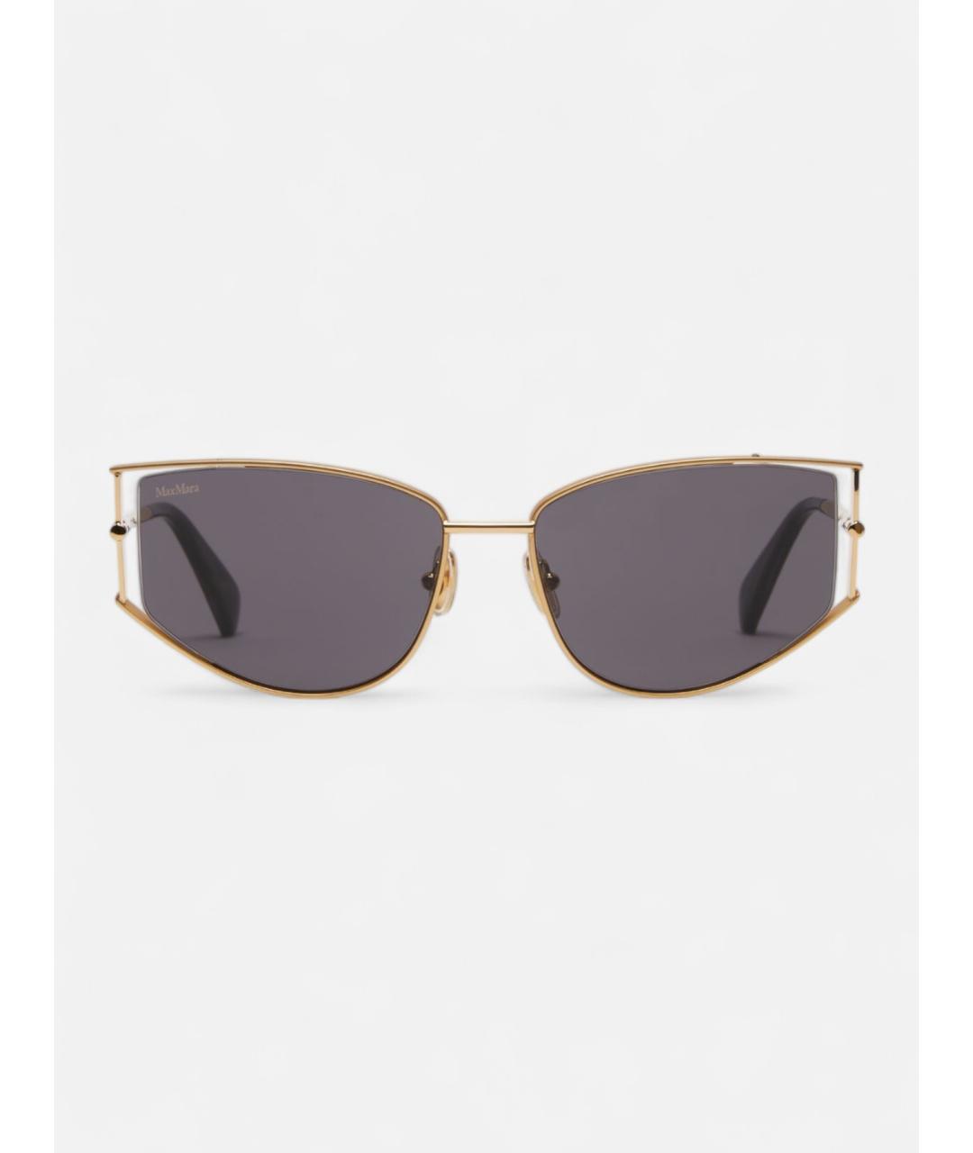 MAX MARA Золотые металлические солнцезащитные очки, фото 4