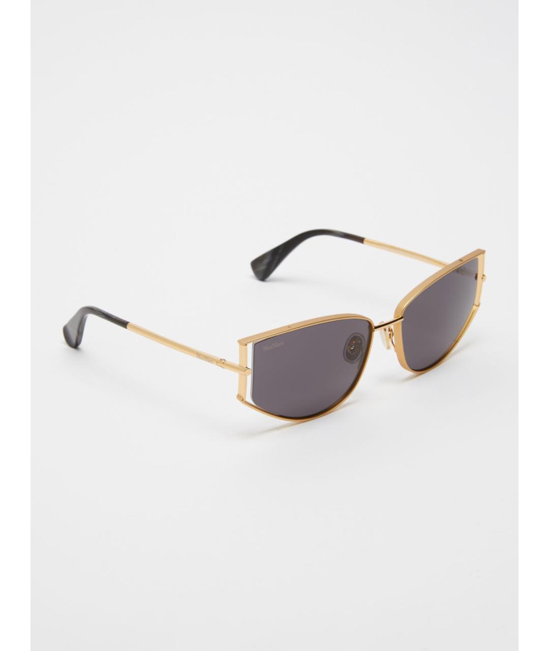MAX MARA Золотые металлические солнцезащитные очки, фото 3