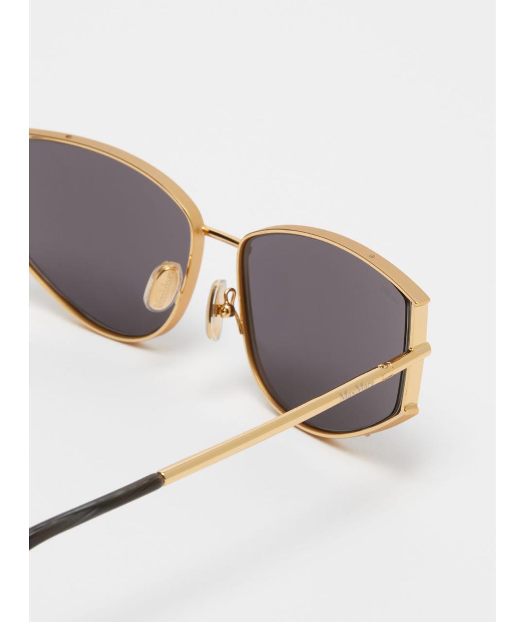 MAX MARA Золотые металлические солнцезащитные очки, фото 2