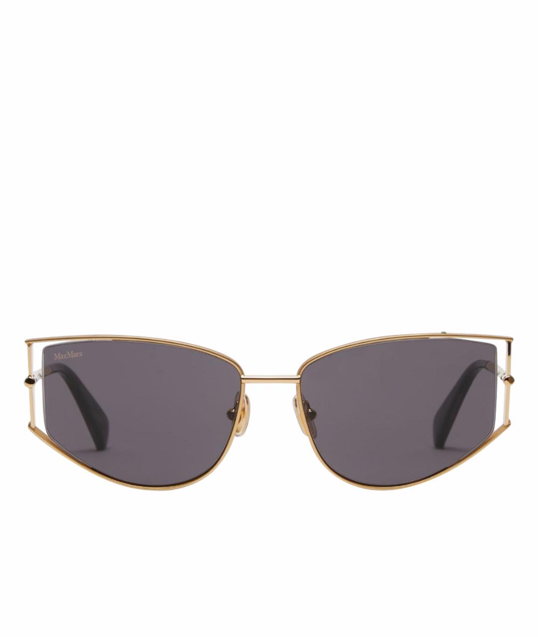 MAX MARA Золотые металлические солнцезащитные очки, фото 1