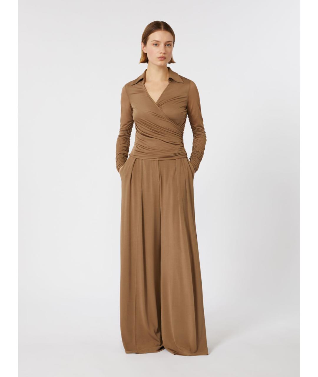 MAX MARA Коричневая вискозная блузы, фото 2