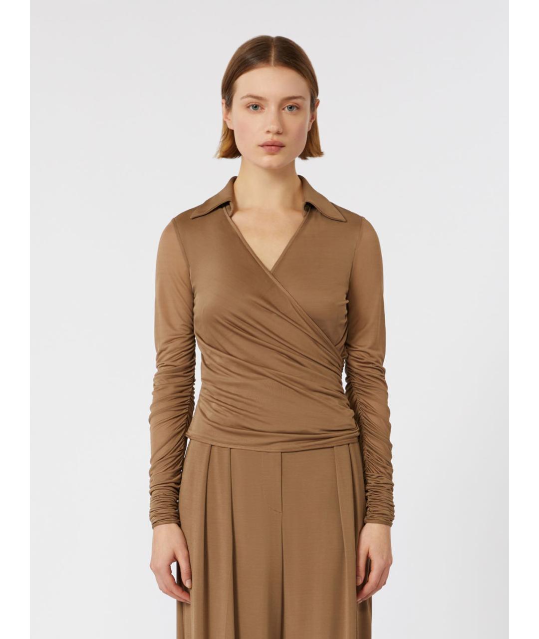 MAX MARA Коричневая вискозная блузы, фото 5