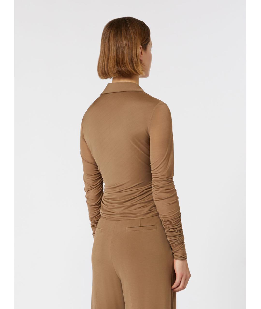 MAX MARA Коричневая вискозная блузы, фото 4