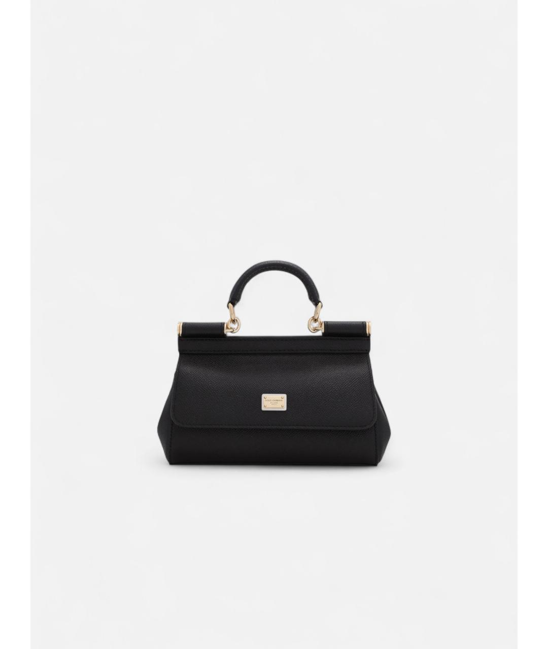 DOLCE&GABBANA Черная кожаная сумка тоут, фото 4