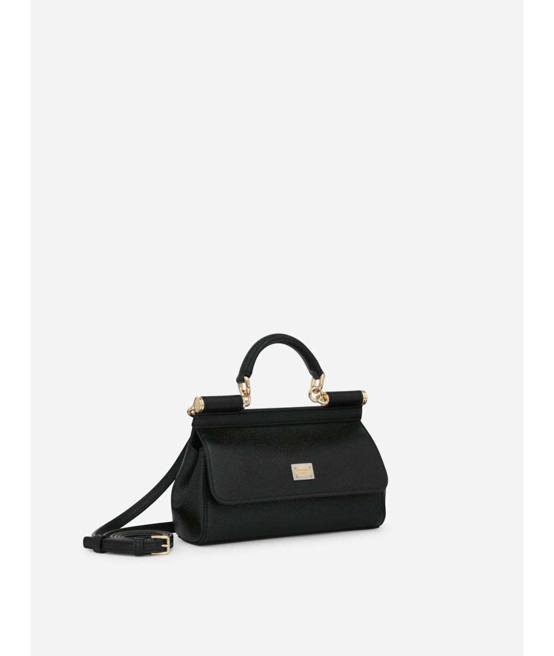 DOLCE&GABBANA Черная кожаная сумка тоут, фото 2