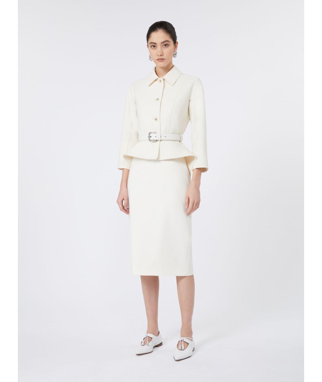 MAX MARA Белая полиэстеровая юбка миди, фото 2