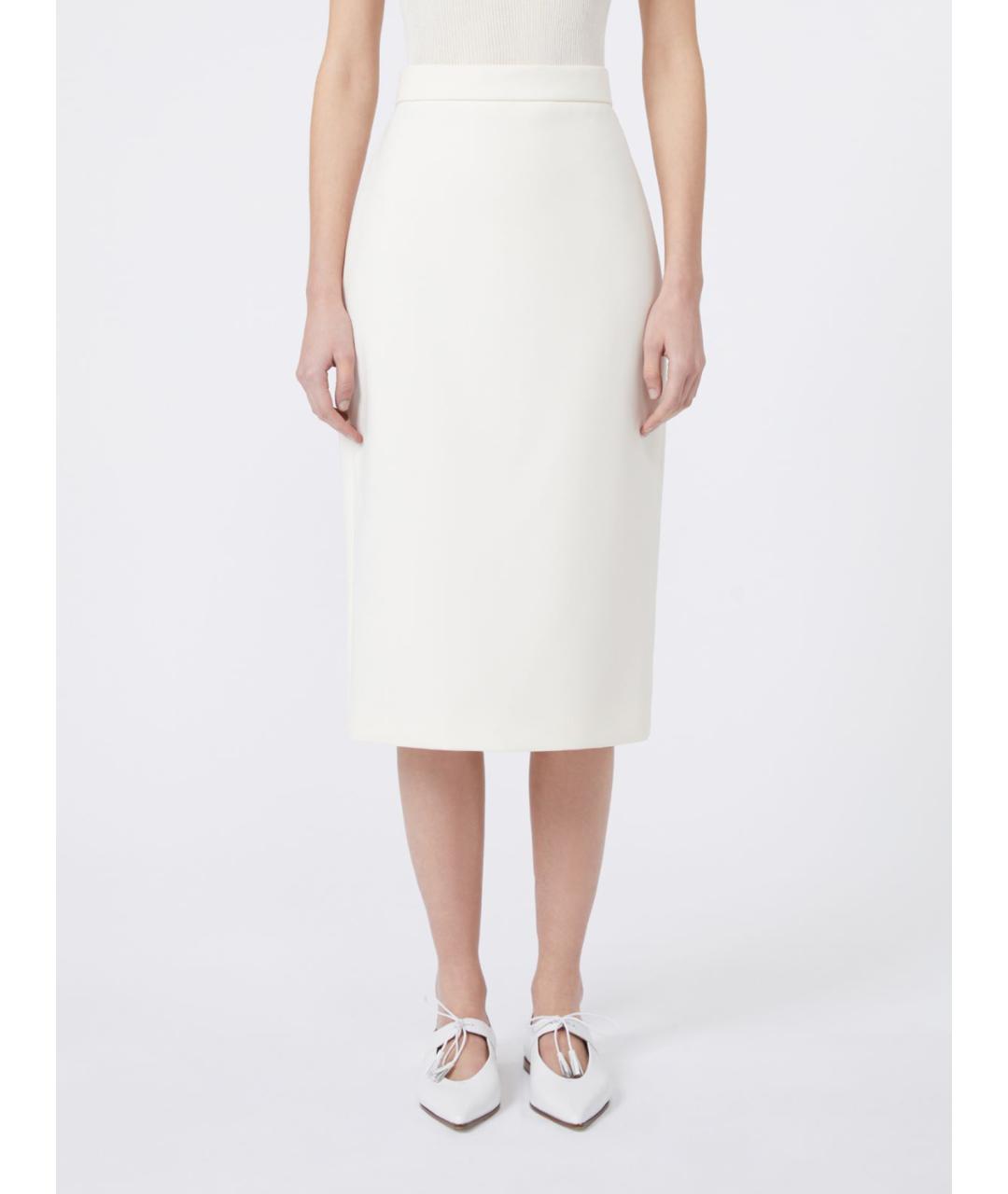 MAX MARA Белая полиэстеровая юбка миди, фото 4
