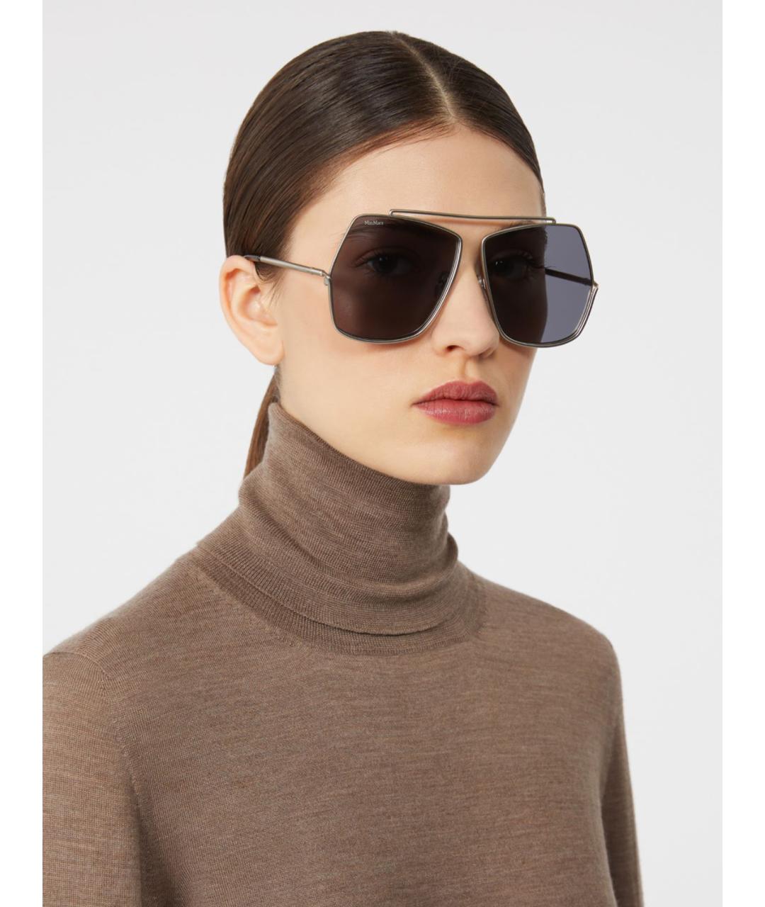MAX MARA Серые металлические солнцезащитные очки, фото 2