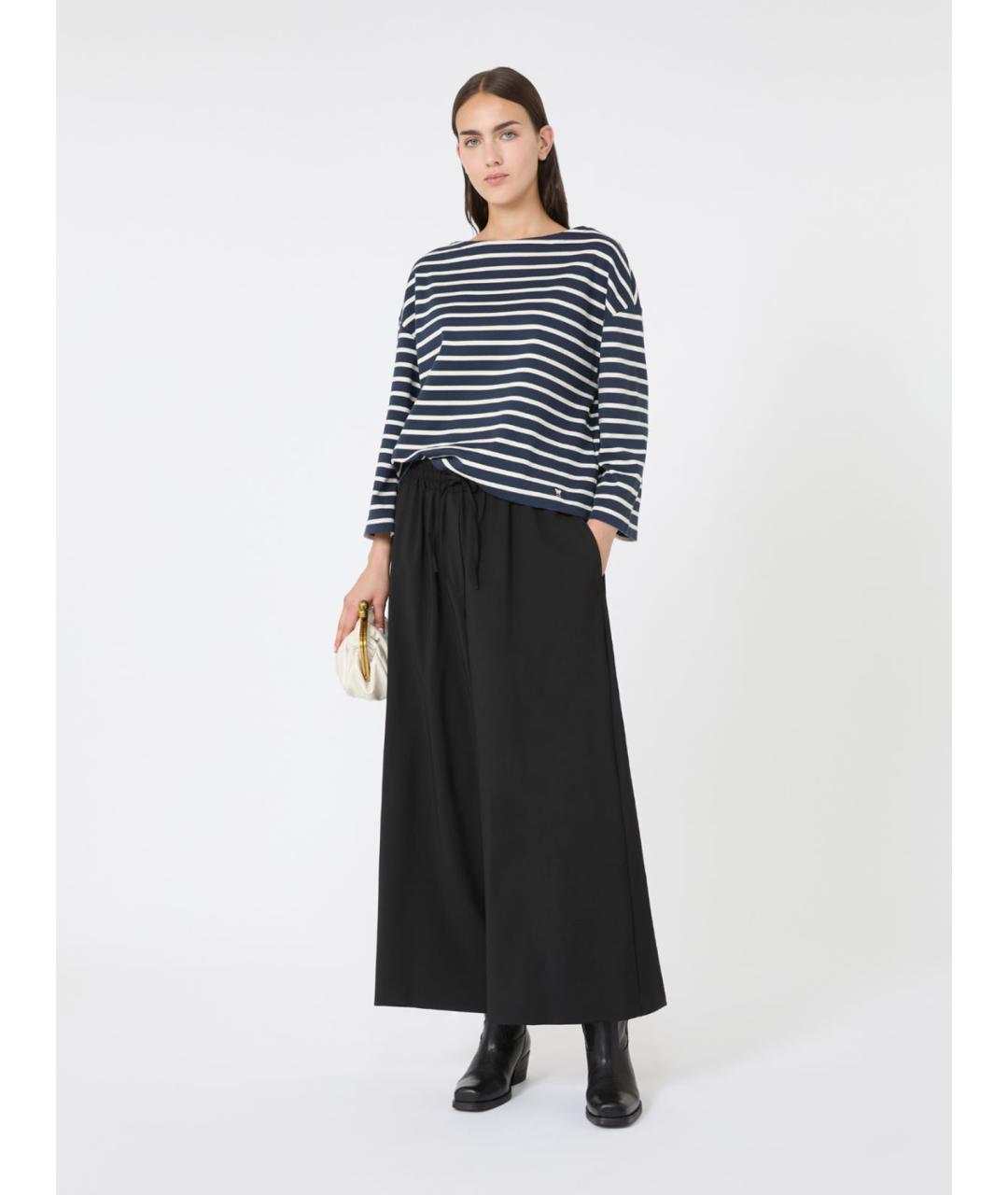 WEEKEND MAX MARA Черные шерстяные прямые брюки, фото 2