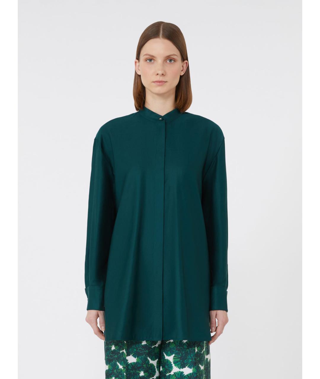 MAX MARA Зеленая атласная рубашка, фото 4