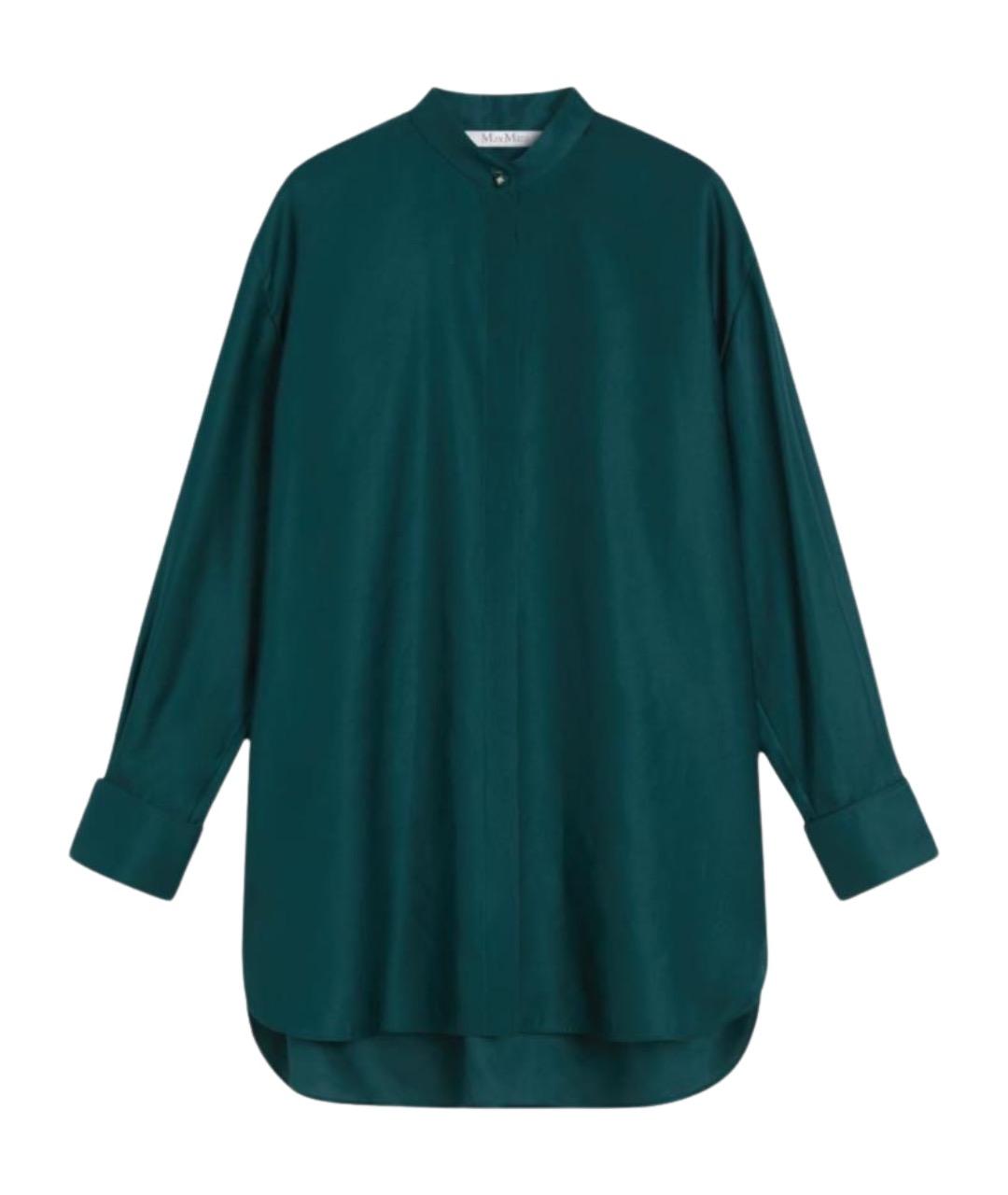 MAX MARA Зеленая атласная рубашка, фото 1