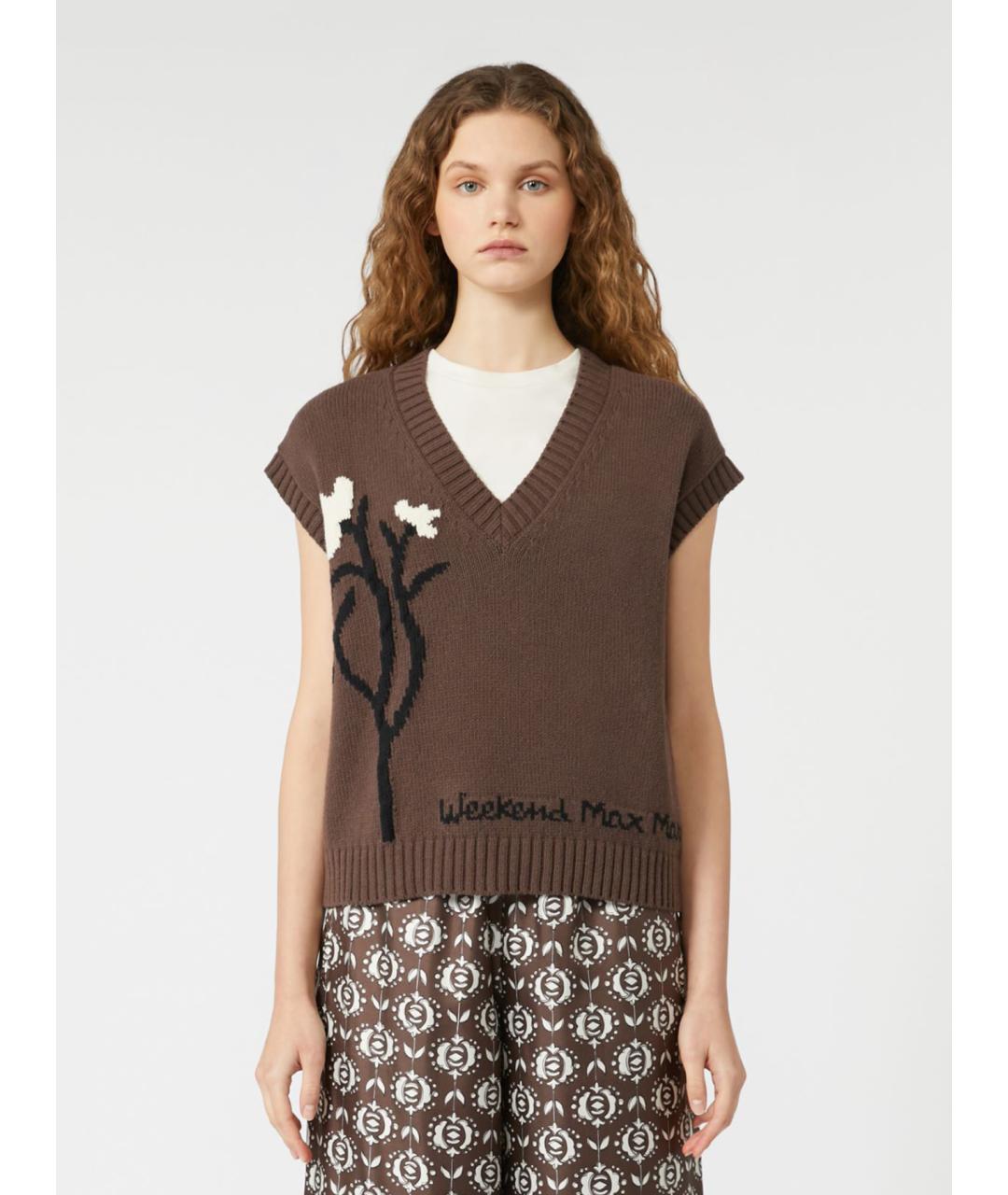 WEEKEND MAX MARA Коричневая хлопковая жилетка, фото 4