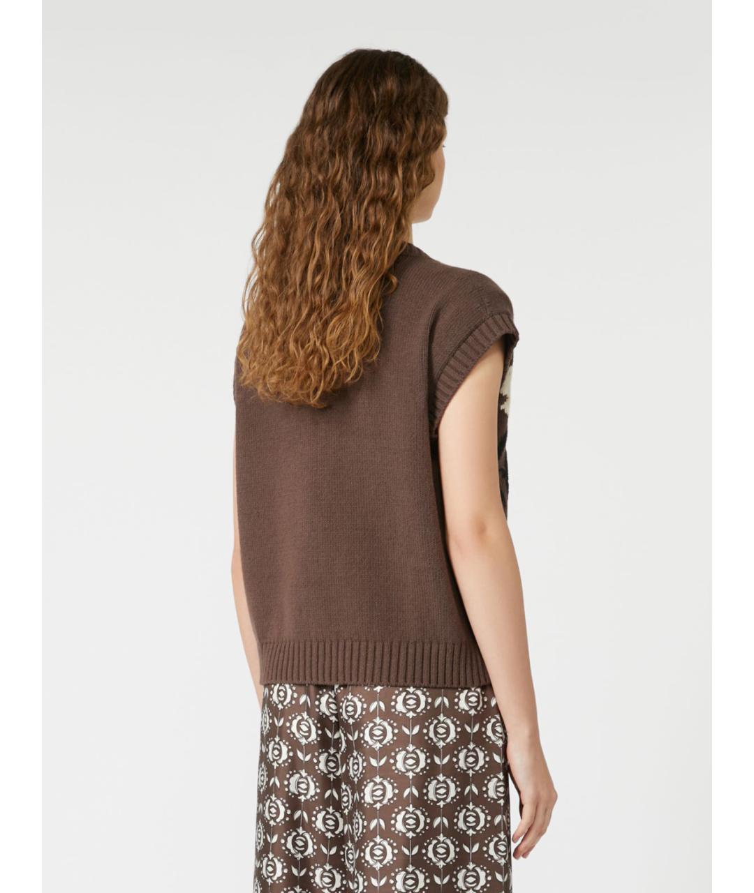 WEEKEND MAX MARA Коричневая хлопковая жилетка, фото 3