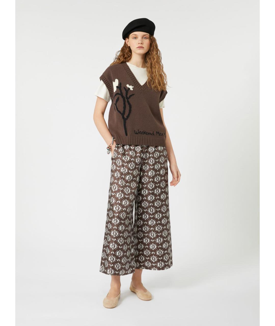 WEEKEND MAX MARA Коричневая хлопковая жилетка, фото 2