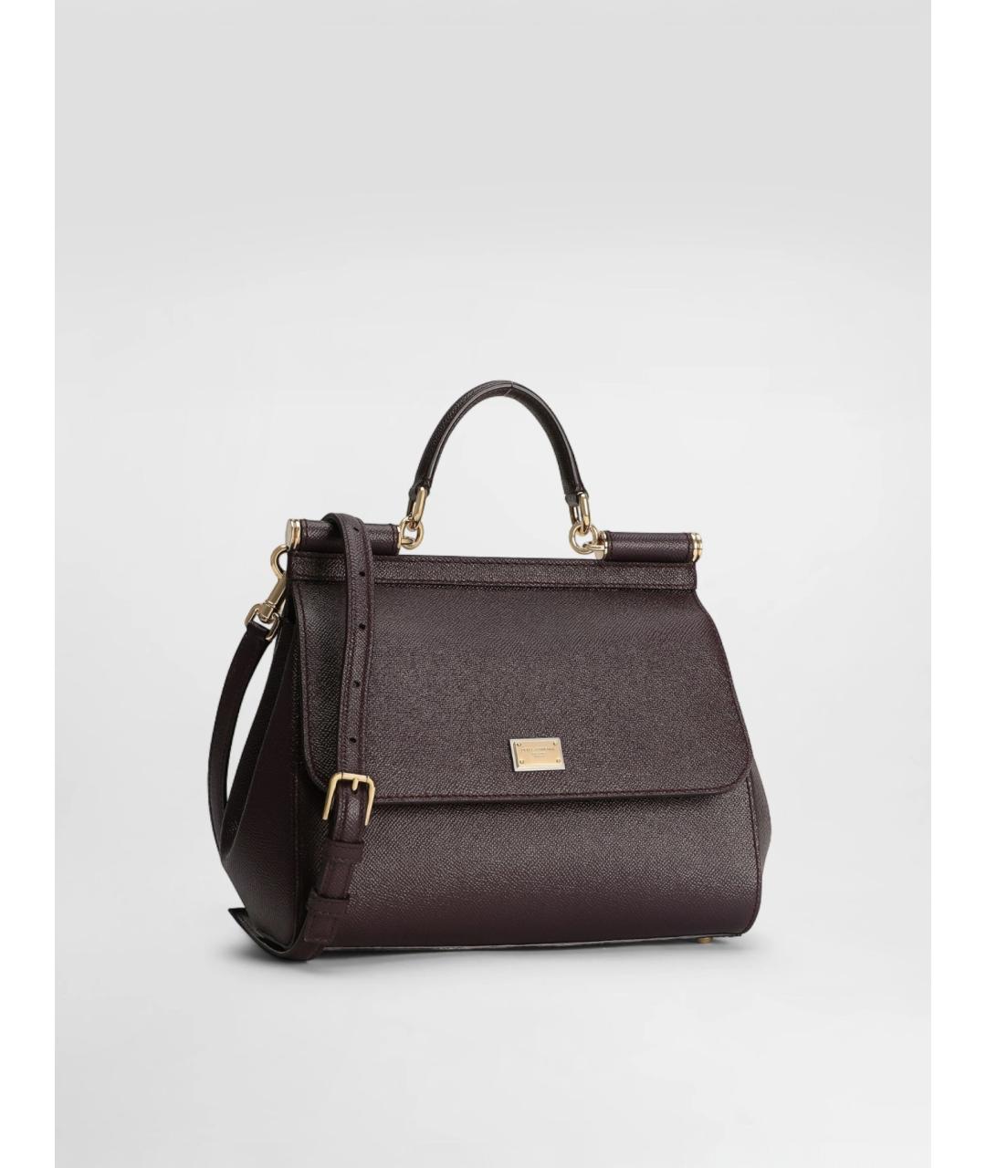 DOLCE&GABBANA Бордовая кожаная сумка тоут, фото 3