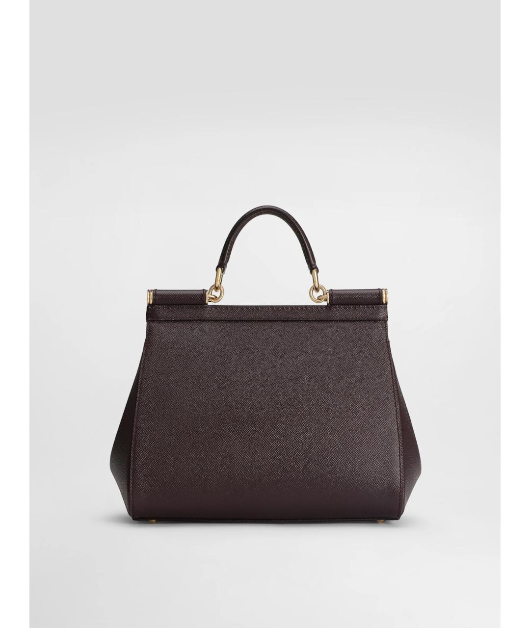 DOLCE&GABBANA Бордовая кожаная сумка тоут, фото 4