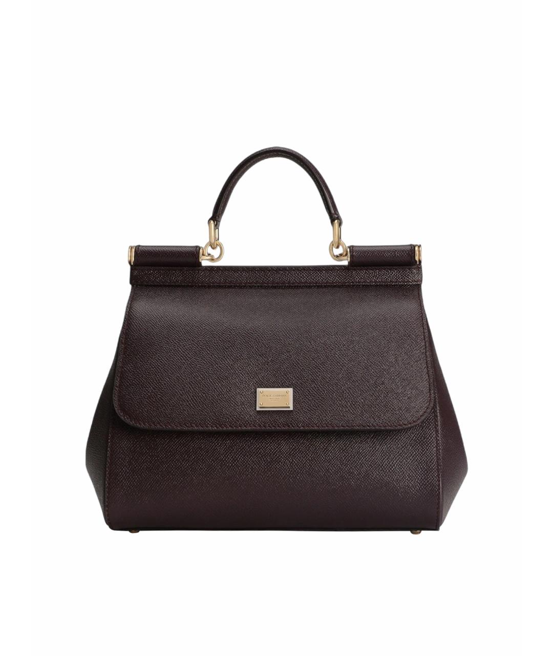 DOLCE&GABBANA Бордовая кожаная сумка тоут, фото 5