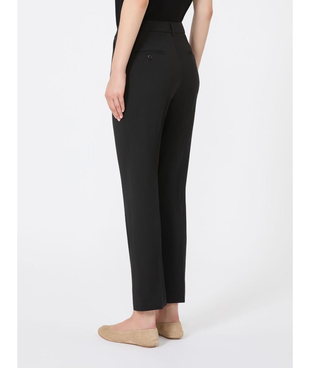 WEEKEND MAX MARA Черные шерстяные прямые брюки, фото 3