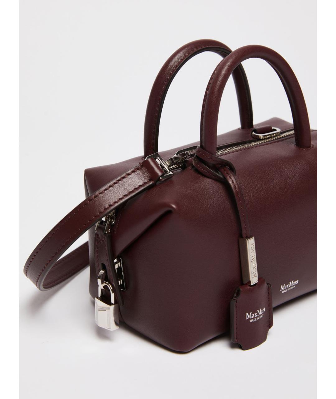 MAX MARA Бордовая кожаная сумка тоут, фото 3