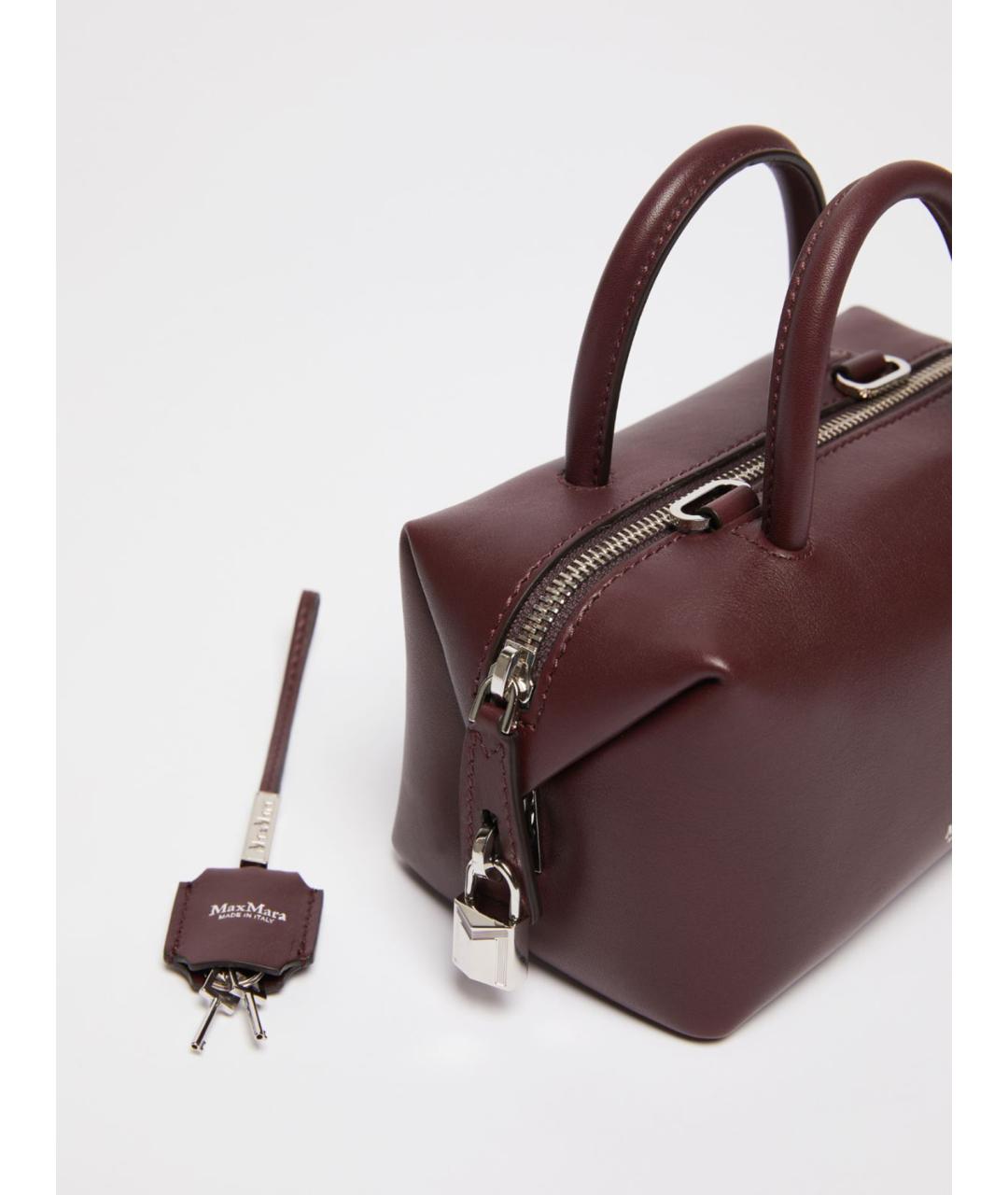MAX MARA Бордовая кожаная сумка тоут, фото 4
