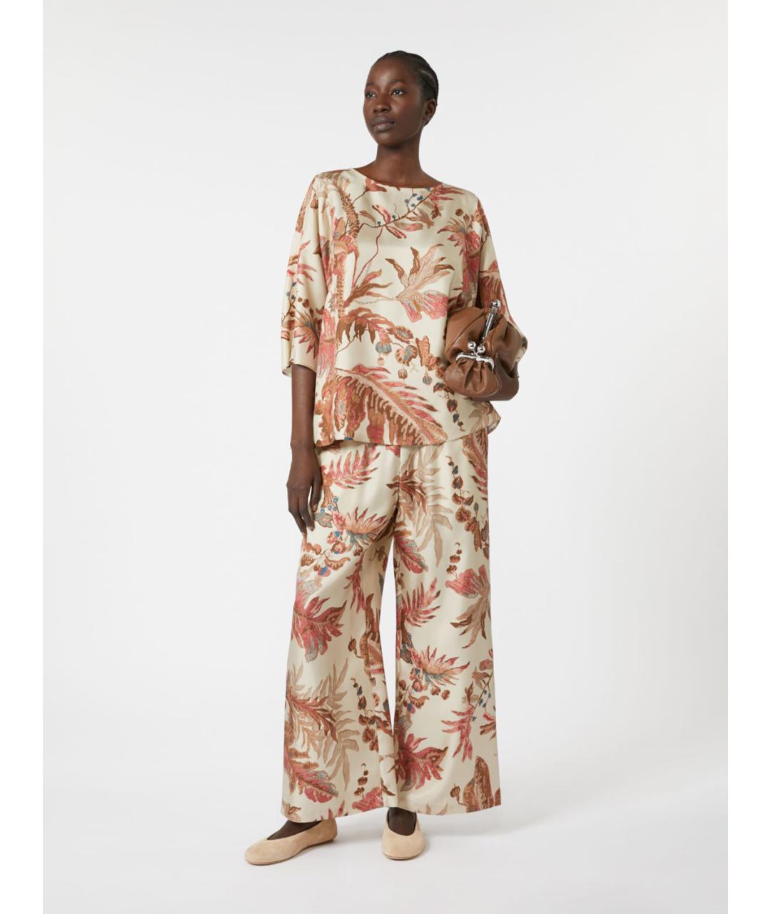 WEEKEND MAX MARA Мульти шелковые брюки широкие, фото 2