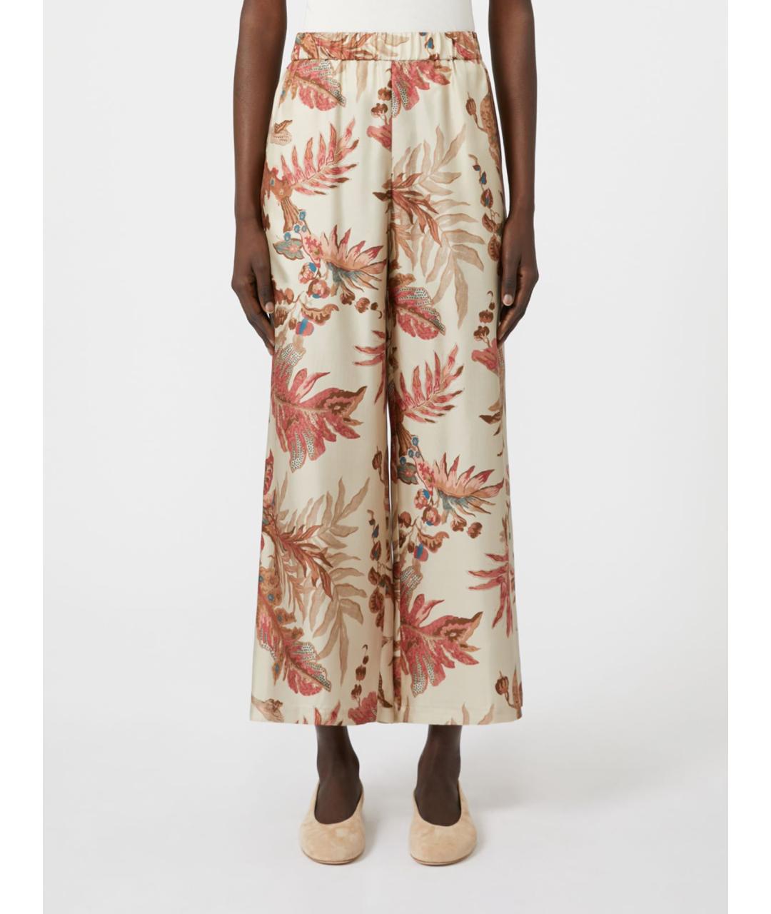 WEEKEND MAX MARA Мульти шелковые брюки широкие, фото 4