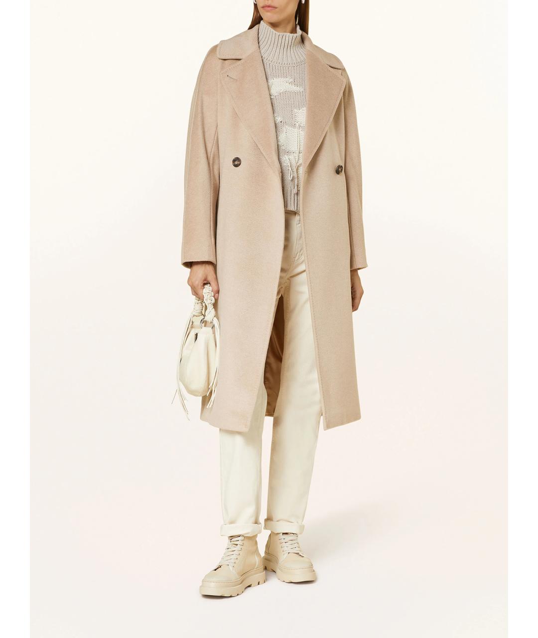 WEEKEND MAX MARA Бежевое шерстяное пальто, фото 2