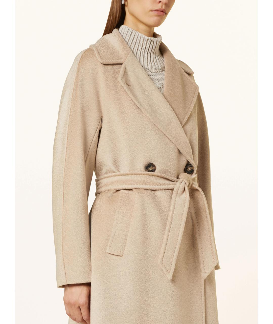 WEEKEND MAX MARA Бежевое шерстяное пальто, фото 4