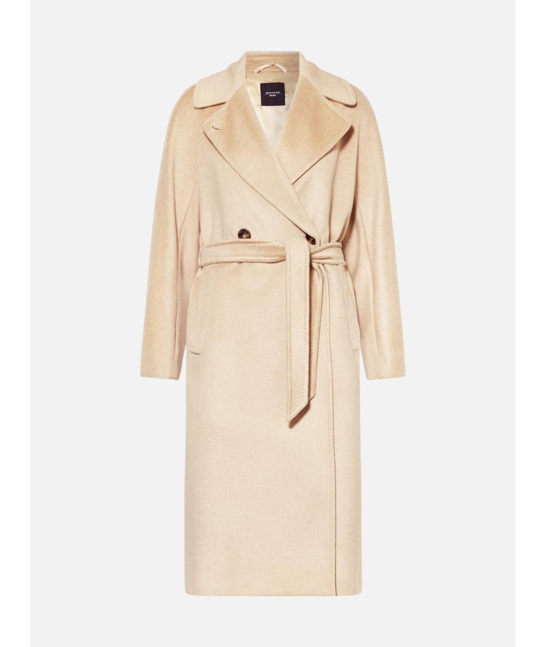 WEEKEND MAX MARA Бежевое шерстяное пальто, фото 5