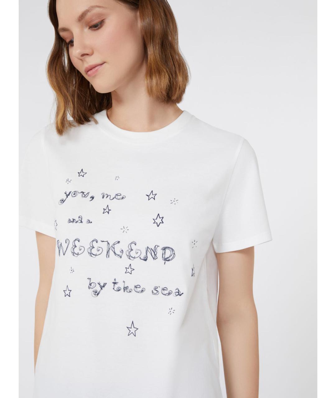 WEEKEND MAX MARA Черная хлопковая футболка, фото 3