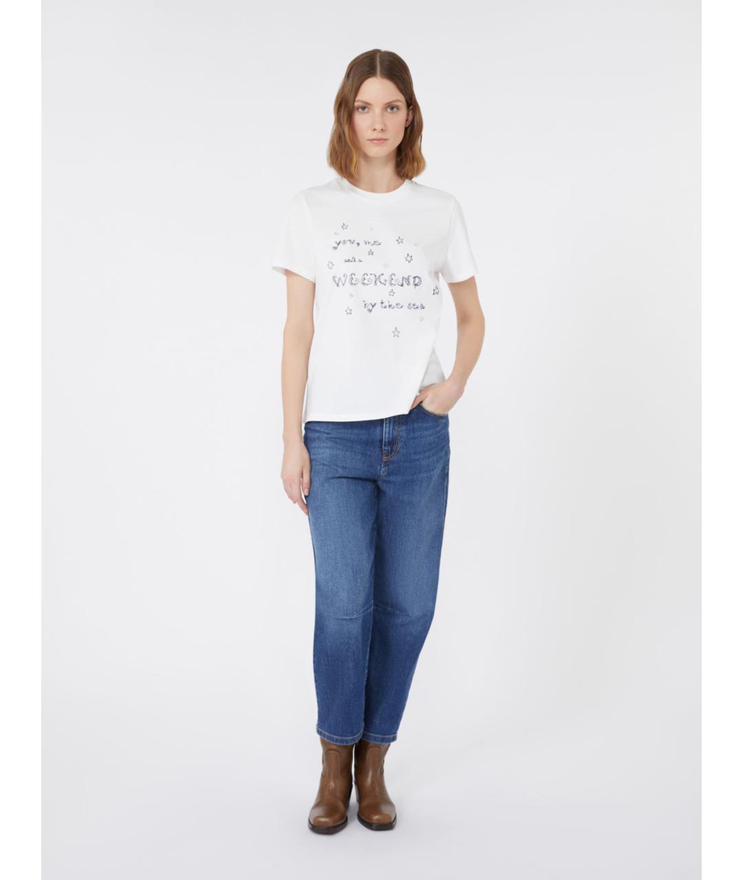 WEEKEND MAX MARA Черная хлопковая футболка, фото 2