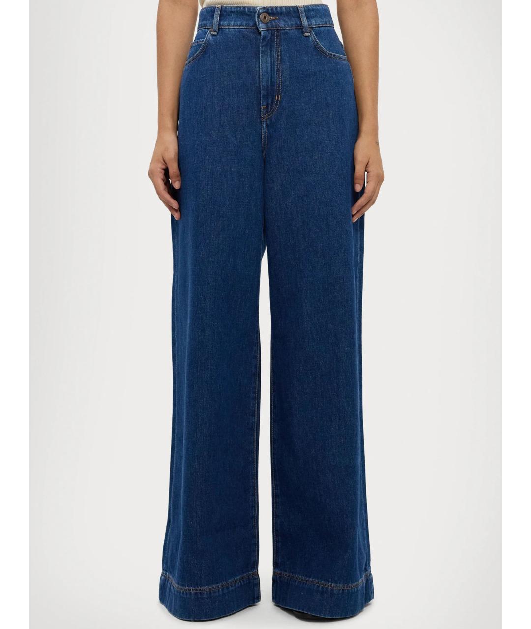 WEEKEND MAX MARA Синие хлопковые джинсы клеш, фото 2