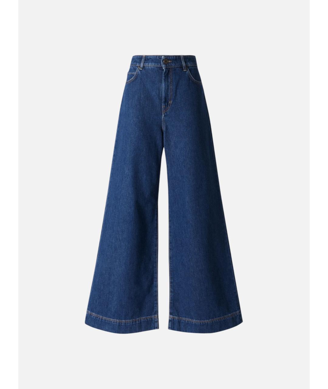 WEEKEND MAX MARA Синие хлопковые джинсы клеш, фото 6