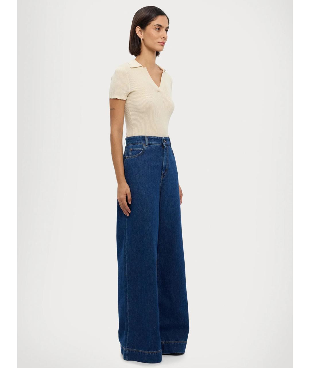 WEEKEND MAX MARA Синие хлопковые джинсы клеш, фото 4