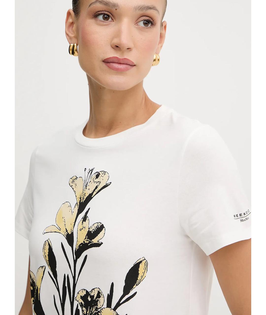 WEEKEND MAX MARA Белая хлопковая футболка, фото 5