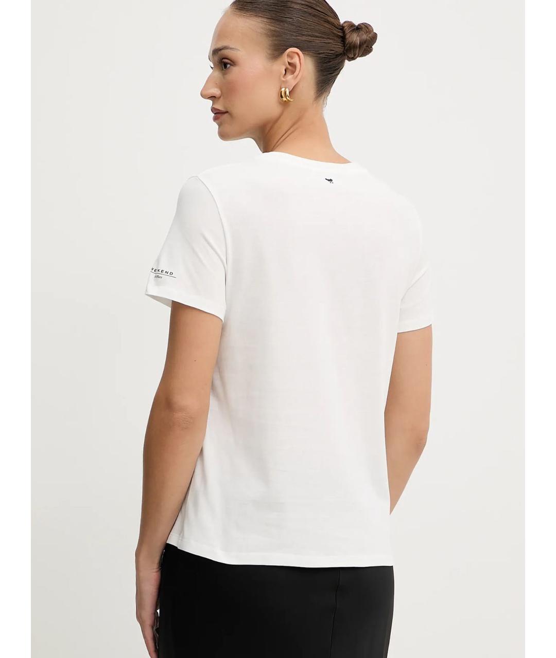 WEEKEND MAX MARA Белая хлопковая футболка, фото 4
