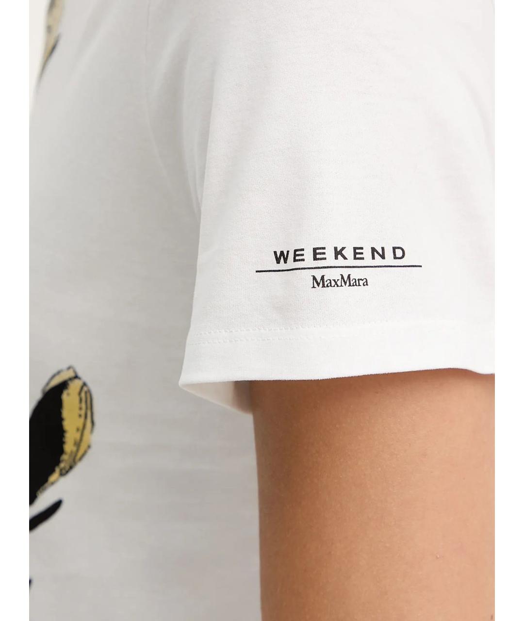 WEEKEND MAX MARA Белая хлопковая футболка, фото 6
