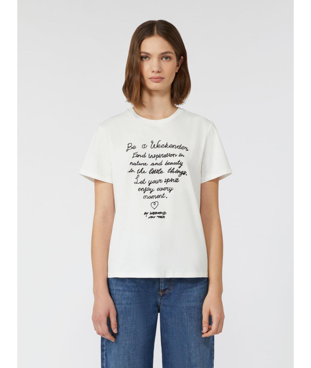 WEEKEND MAX MARA Белая хлопковая футболка, фото 5
