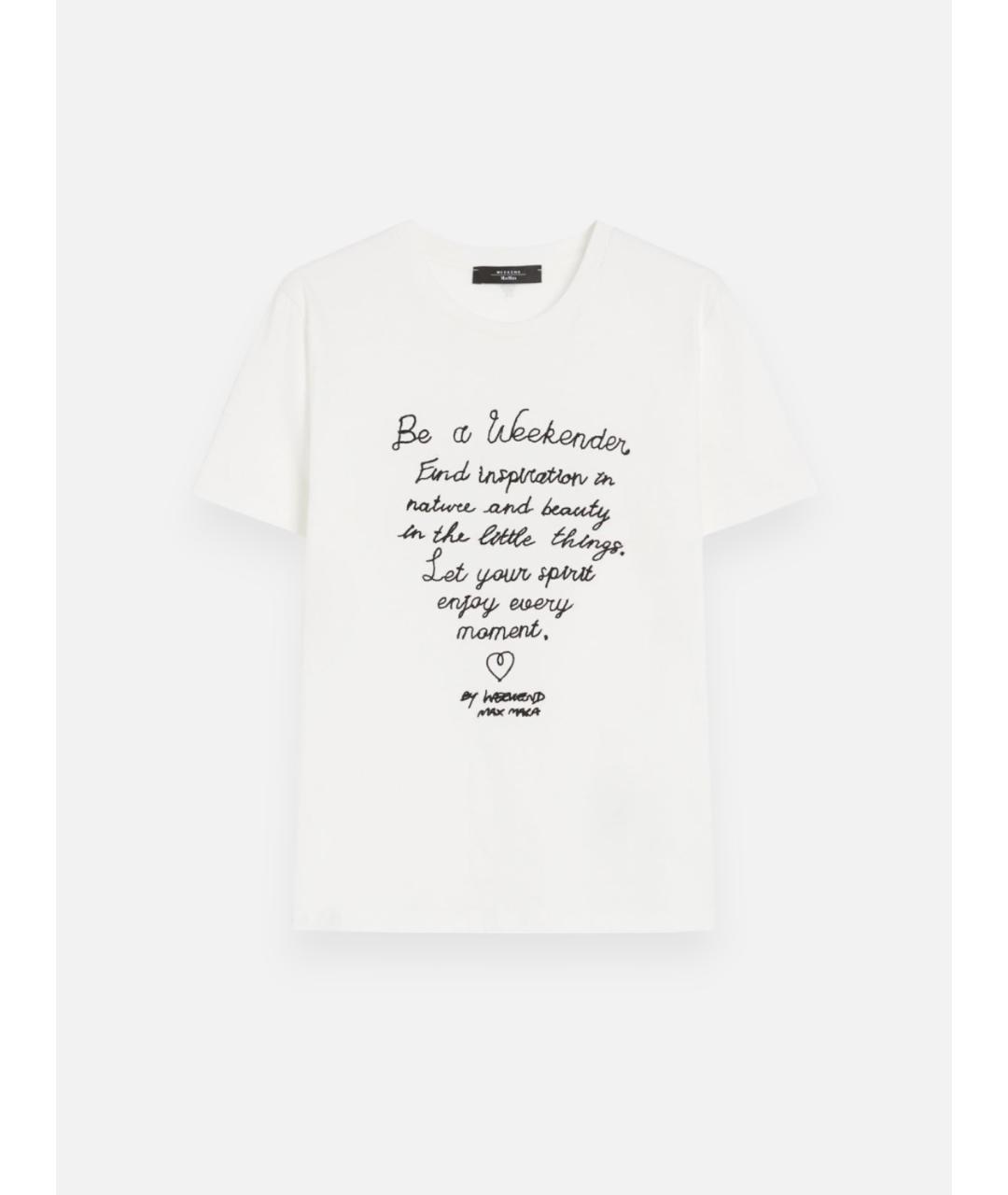 WEEKEND MAX MARA Белая хлопковая футболка, фото 6