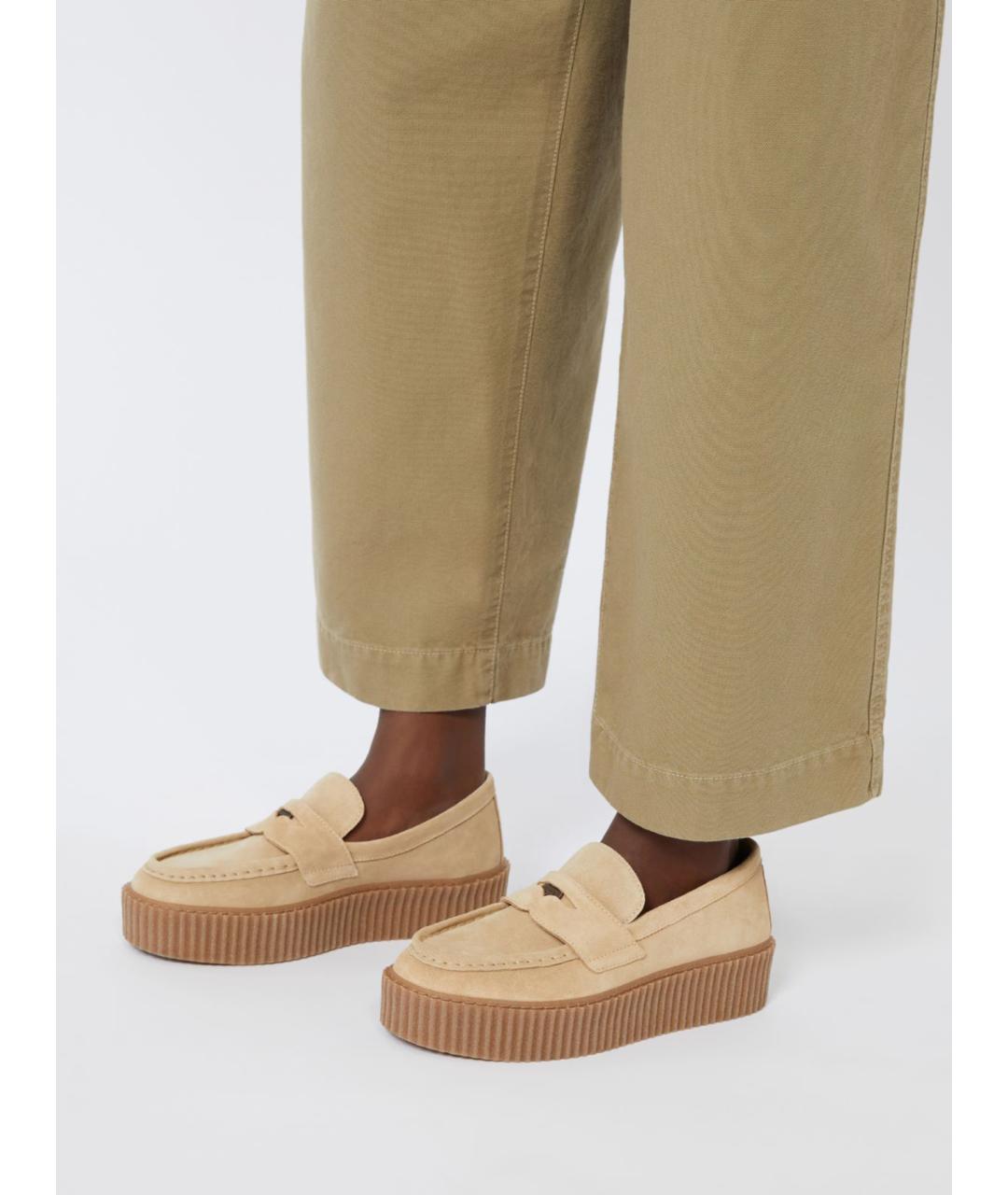WEEKEND MAX MARA Бежевые замшевые мокасины, фото 2