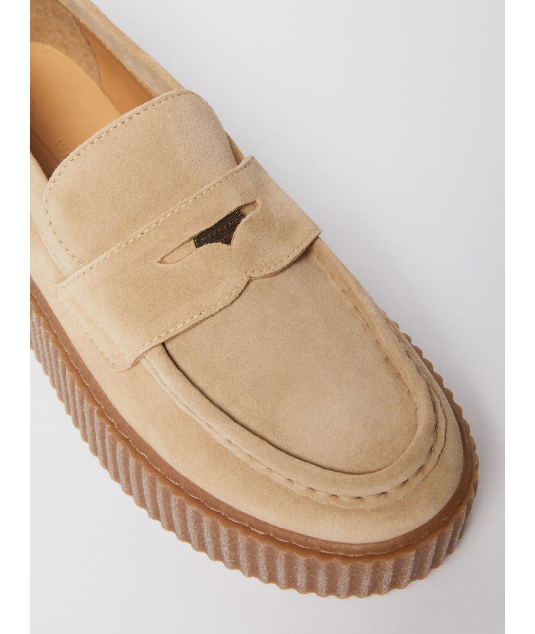 WEEKEND MAX MARA Бежевые замшевые мокасины, фото 3