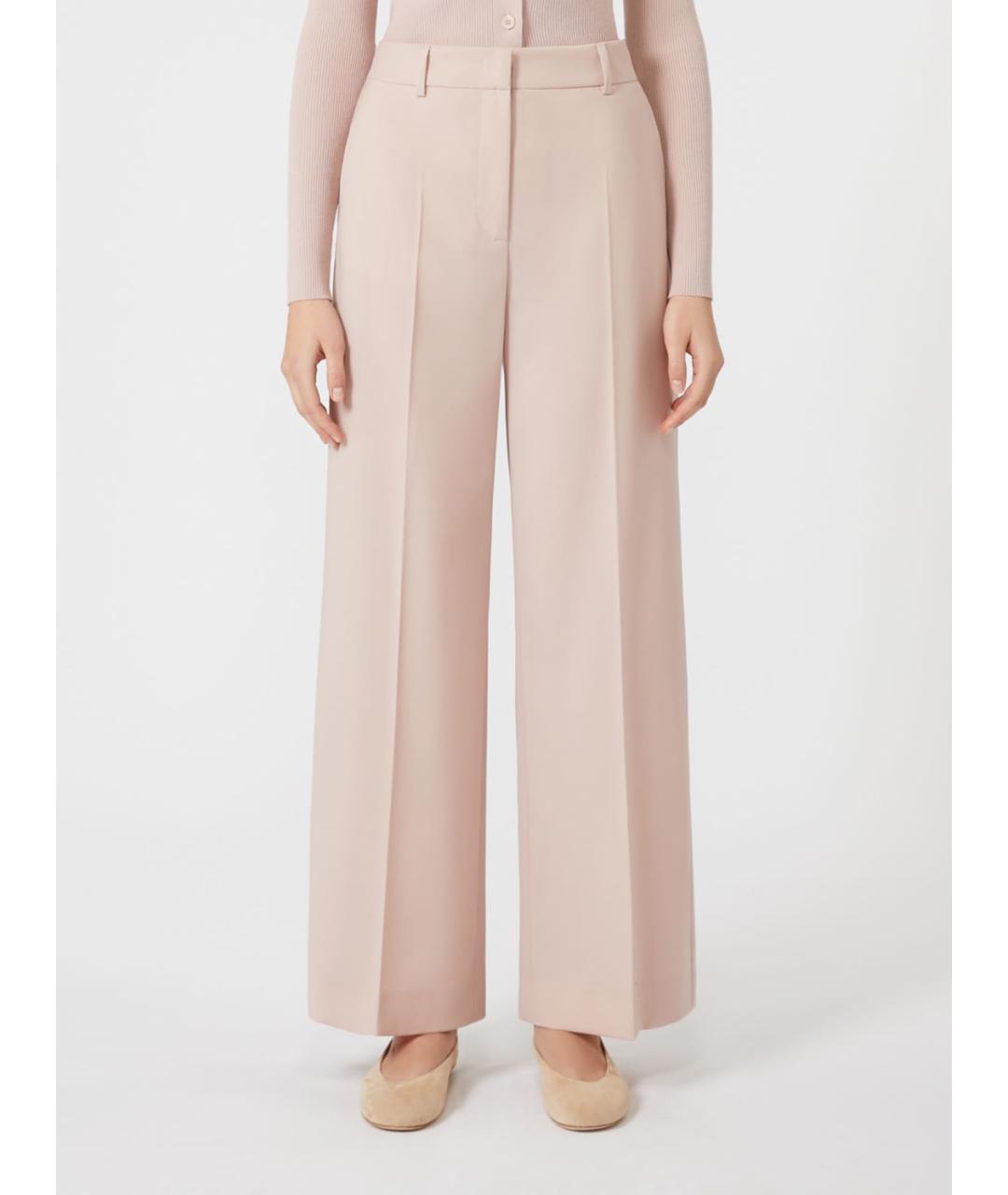 WEEKEND MAX MARA Розовые шерстяные брюки широкие, фото 4