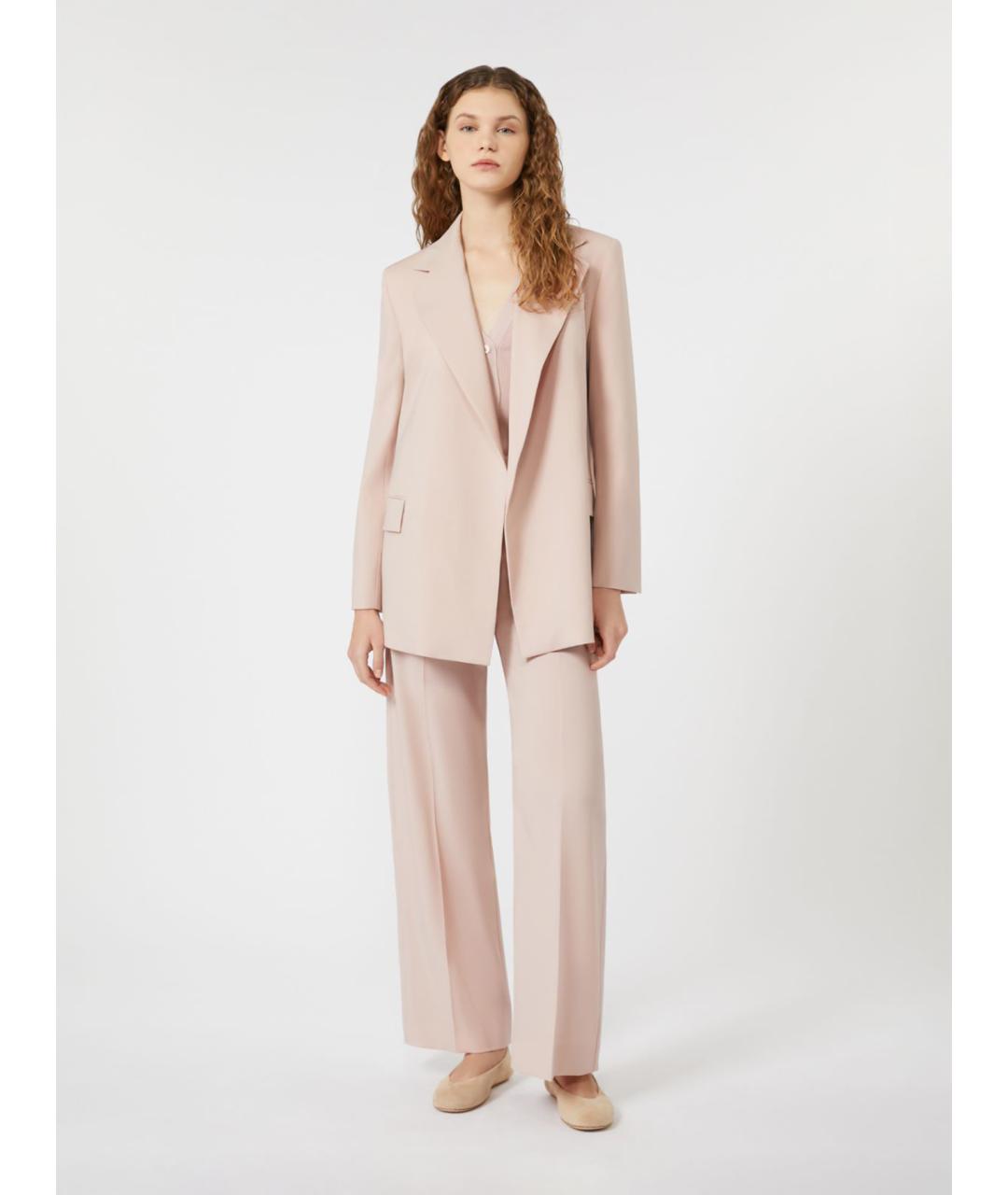 WEEKEND MAX MARA Розовые шерстяные брюки широкие, фото 2