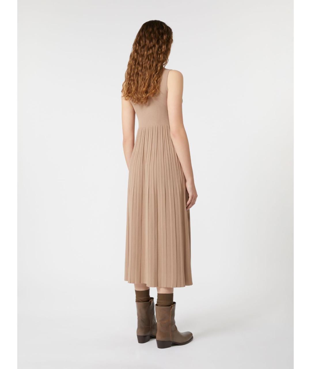WEEKEND MAX MARA Бежевое вискозное повседневное платье, фото 3