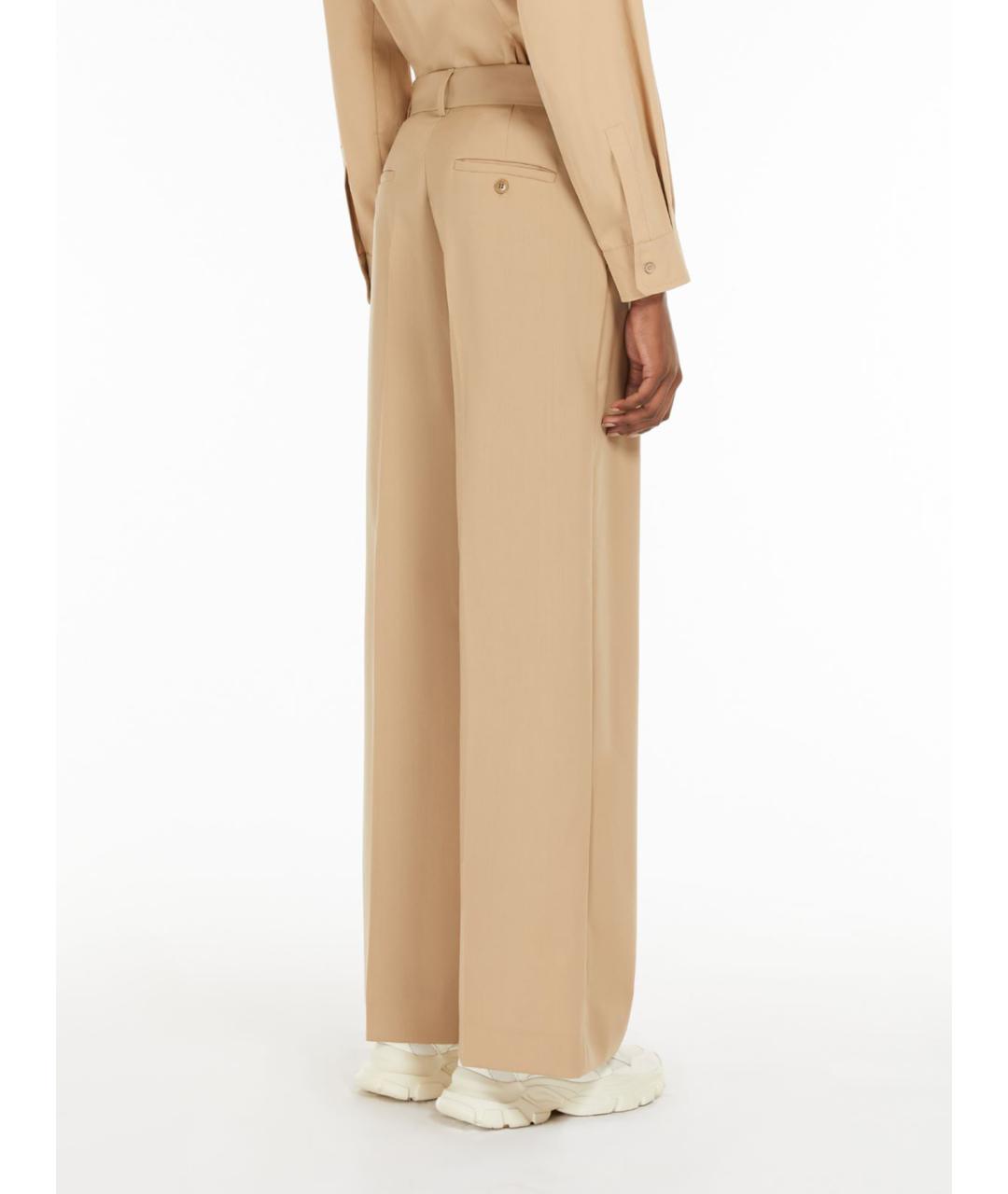WEEKEND MAX MARA Бежевые шерстяные брюки широкие, фото 2